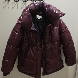 Women's Burgundy Puffer Jacket